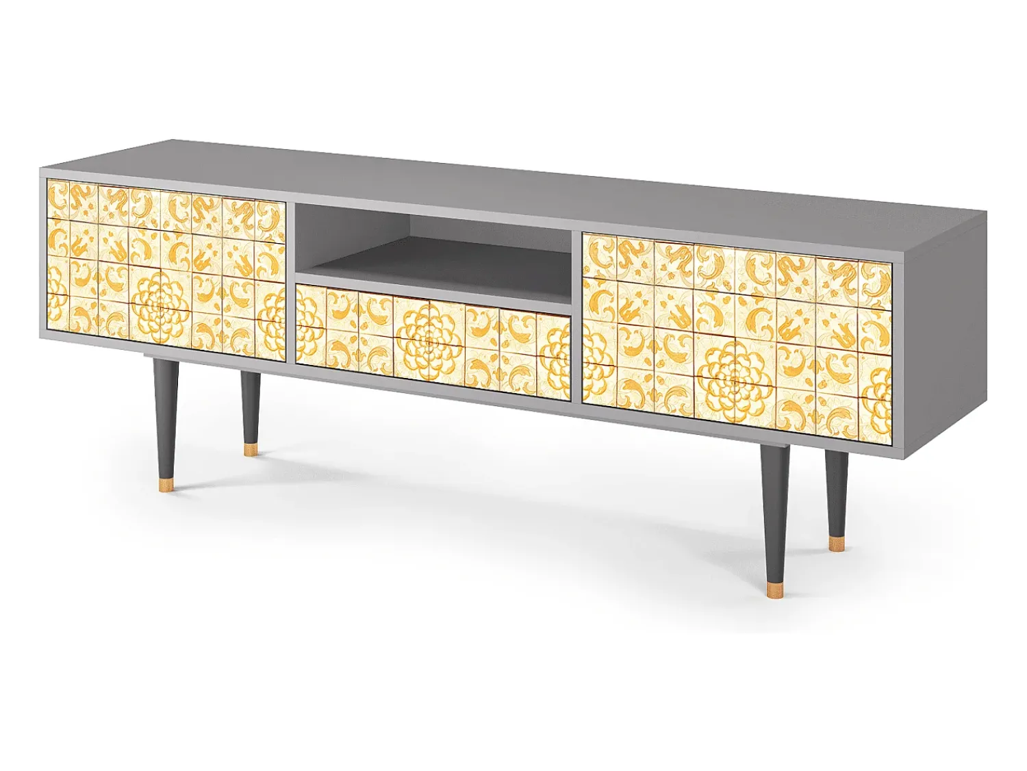 Móvel De Tv| Mueble de TV - 170х59х41 cm - T6 - Sunshiny Tile, Cinza Cinzento