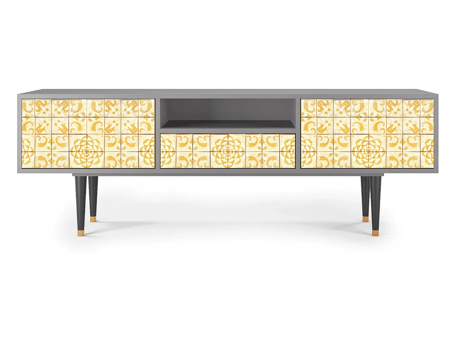 Móvel De Tv| Mueble de TV - 170х59х41 cm - T6 - Sunshiny Tile, Cinza Cinzento