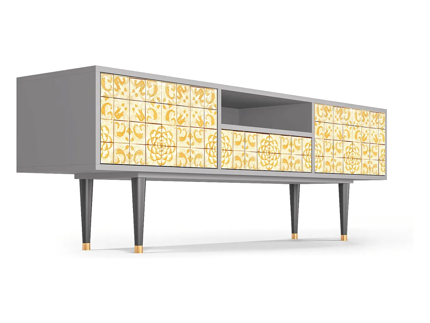 Móvel De Tv| Mueble de TV - 170х59х41 cm - T6 - Sunshiny Tile, Cinza Cinzento