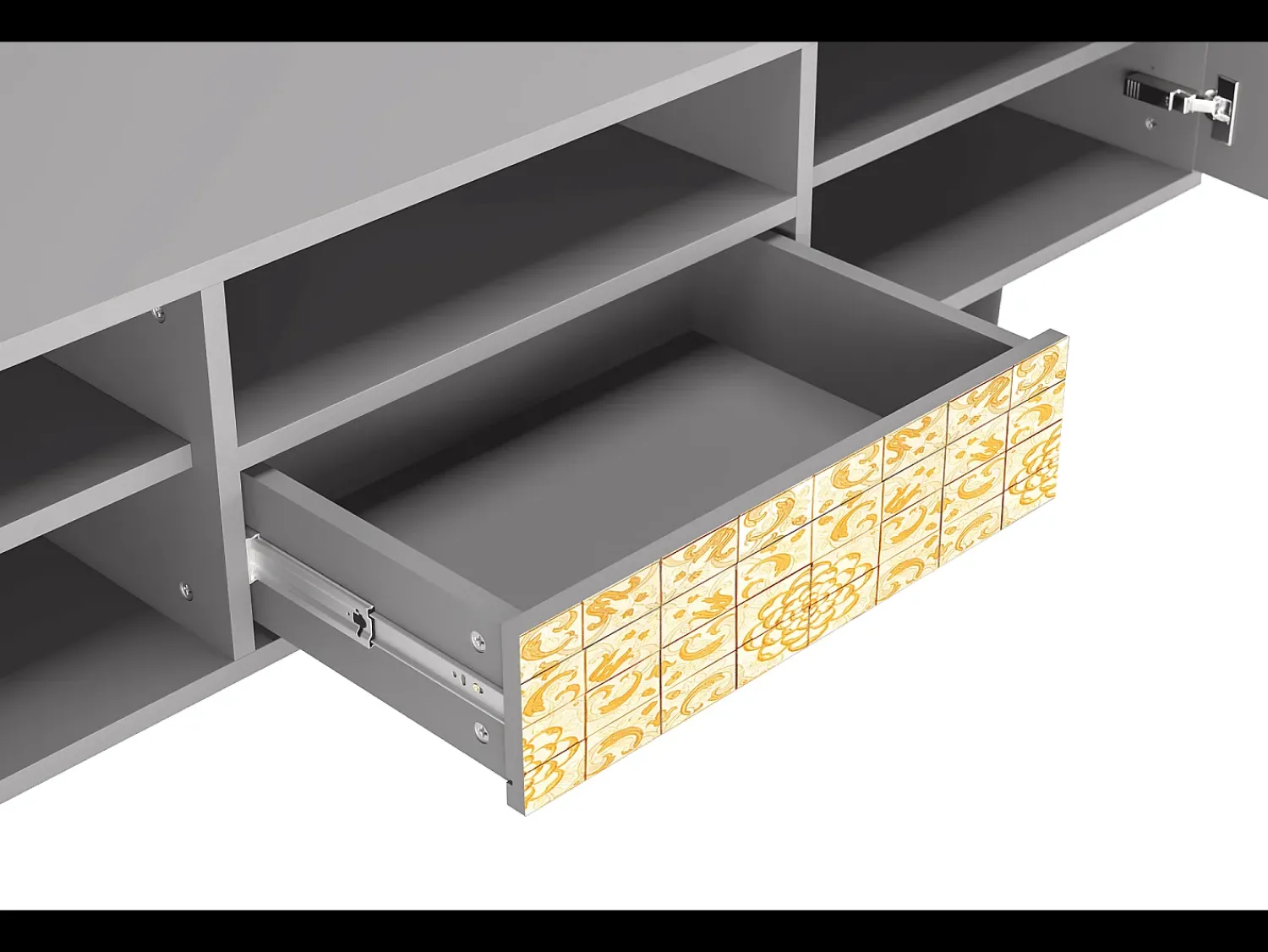 Móvel De Tv| Mueble de TV - 170х59х41 cm - T6 - Sunshiny Tile, Cinza Cinzento