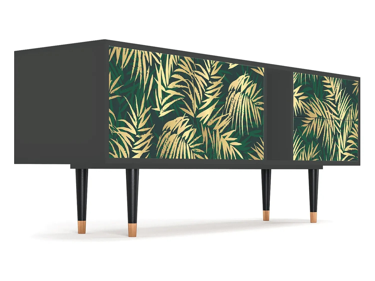 Móvel De Tv* Mueble de TV - 170х69х48 cm - T1 - Sunny Palm Tree, Antracite Cinza antracite