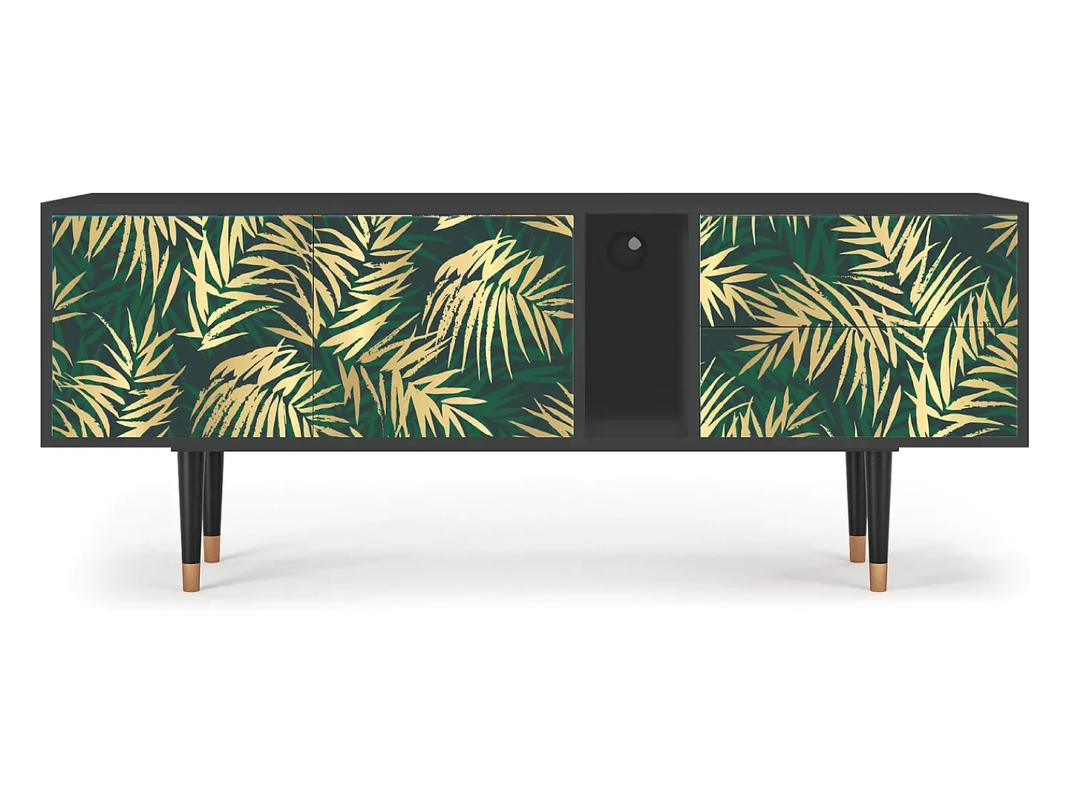 Móvel De Tv* Mueble de TV - 170х69х48 cm - T1 - Sunny Palm Tree, Antracite Cinza antracite