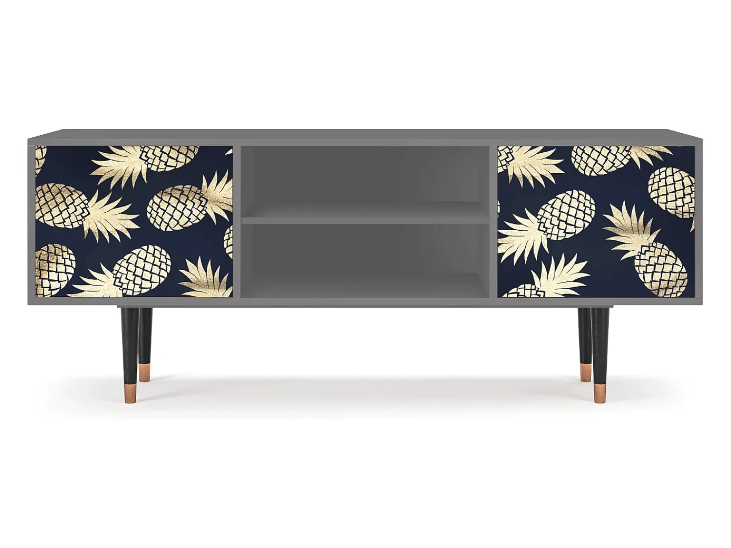 Móvel De Tv* Mueble de TV - 170х69х48 cm - T2 - Sunny Pineaple, Cinza Cinzento