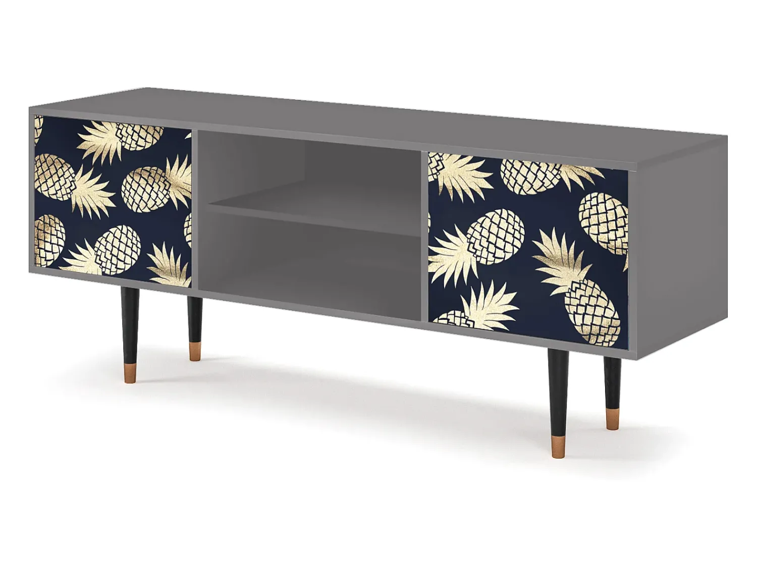 Móvel De Tv* Mueble de TV - 170х69х48 cm - T2 - Sunny Pineaple, Cinza Cinzento