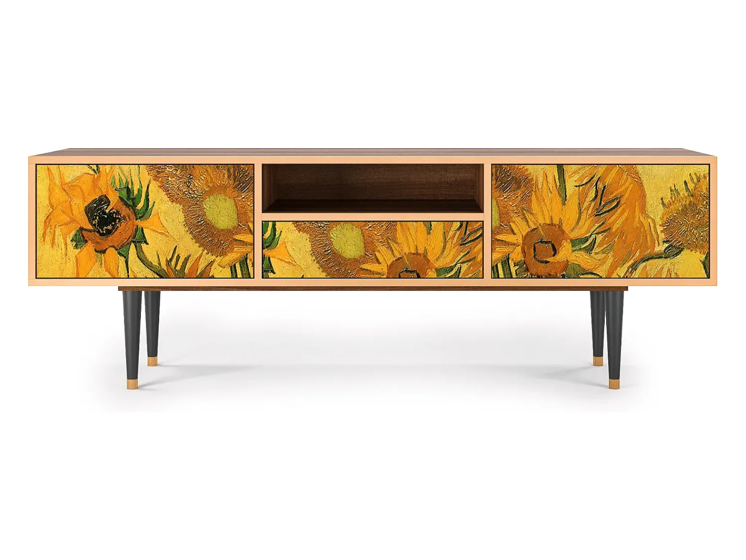 Móvel De Tv* Mueble de TV - 170х59х41 cm - T6 - Sunflowers, Nogueira Castanho
