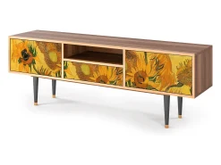 Móvel De Tv* Mueble de TV - 170х59х41 cm - T6 - Sunflowers, Nogueira Castanho