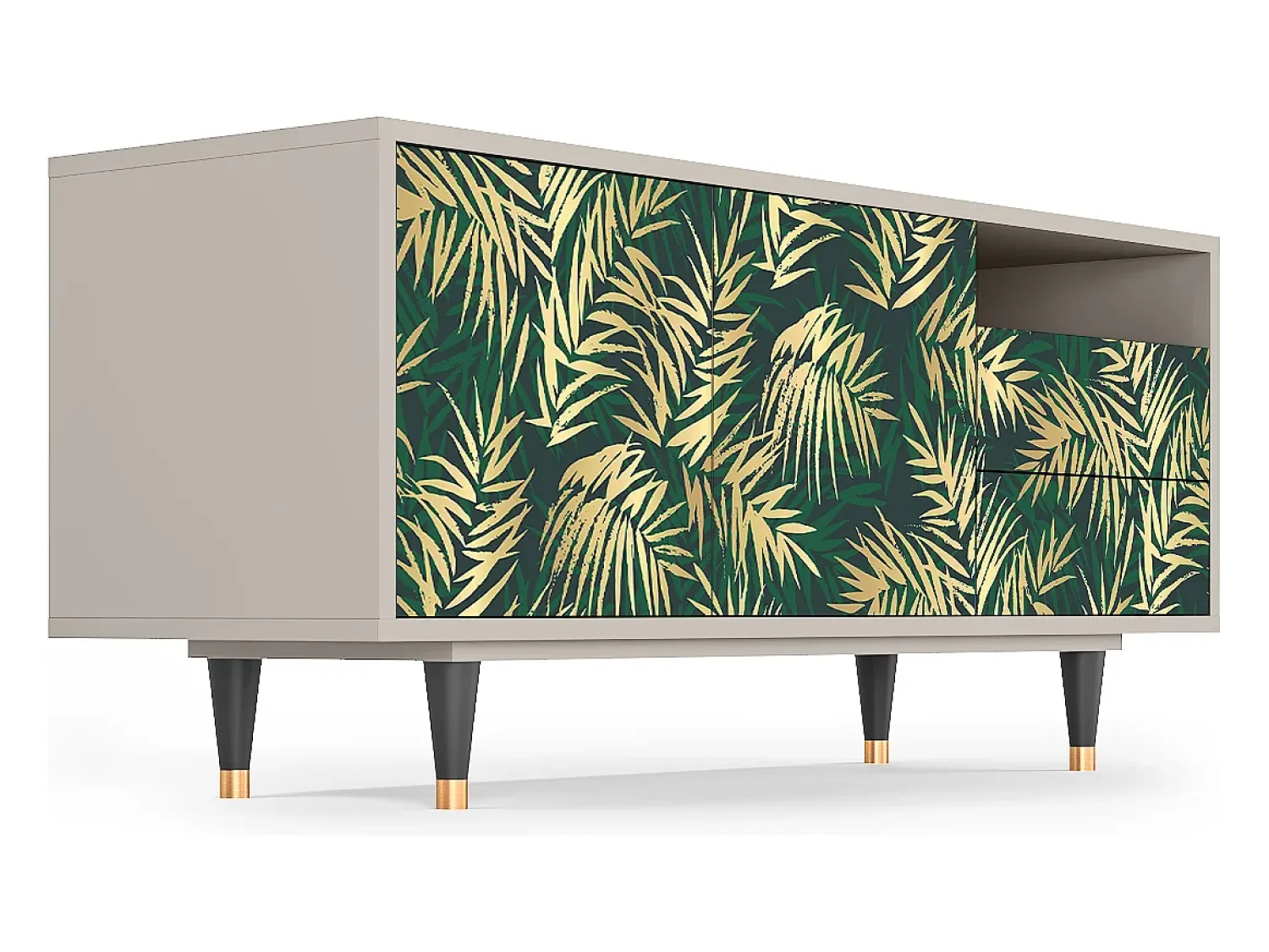 Mueble de TV - 125х56х41 cm - T7 - Sunny Palm Tree, Areia Bege