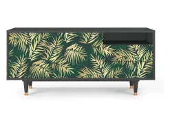 Móvel De Tv* Mueble de TV - 125х56х41 cm - T7 - Sunny Palm Tree, Antracite Cinza antracite