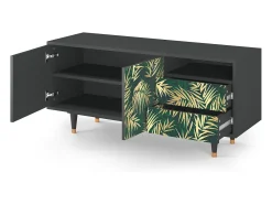 Móvel De Tv* Mueble de TV - 125х56х41 cm - T7 - Sunny Palm Tree, Antracite Cinza antracite