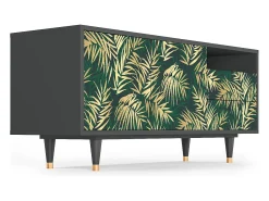 Móvel De Tv* Mueble de TV - 125х56х41 cm - T7 - Sunny Palm Tree, Antracite Cinza antracite