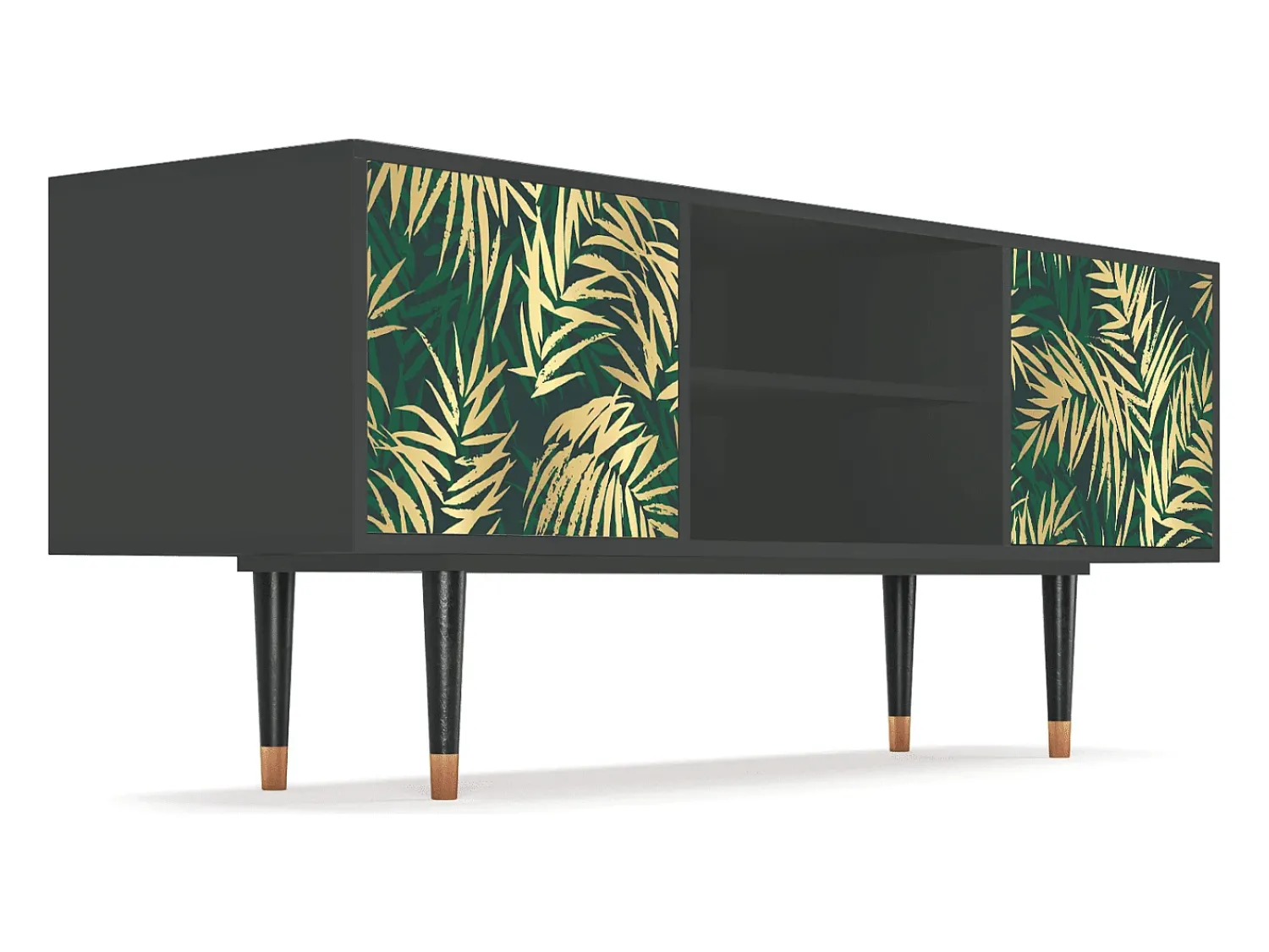 Mueble de TV - 170х69х48 cm - T2 - Sunny Palm Tree, Antracite Cinza antracite