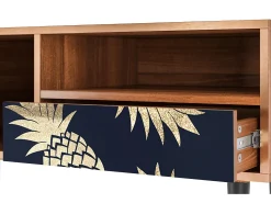 Móvel De Tv* Mueble de TV - 115х59х48 cm - T3 - Sunny Pineaple, Nogueira Castanho