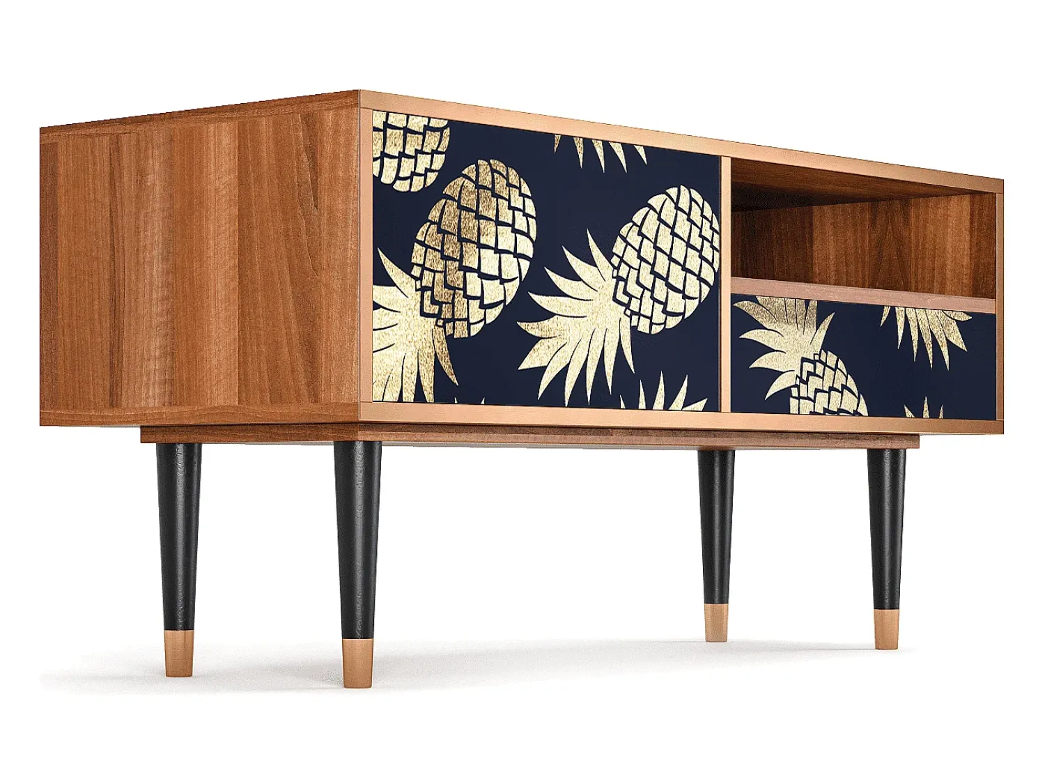 Móvel De Tv* Mueble de TV - 115х59х48 cm - T3 - Sunny Pineaple, Nogueira Castanho