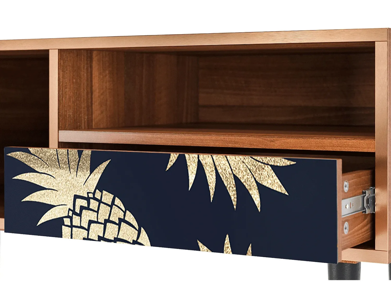 Móvel De Tv* Mueble de TV - 115х59х48 cm - T3 - Sunny Pineaple, Nogueira Castanho