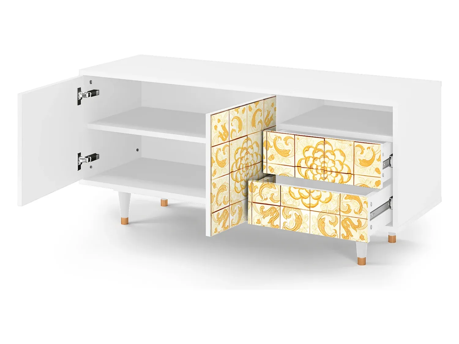 Clearance Mueble de TV - 125х56х41 cm - T7 - Sunshiny Tile, Branco Bege