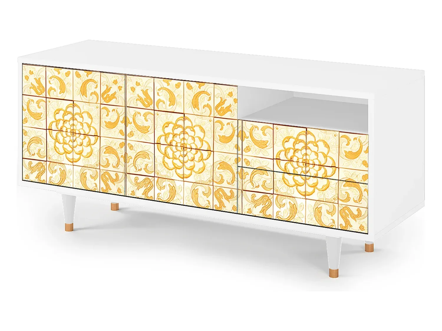 Clearance Mueble de TV - 125х56х41 cm - T7 - Sunshiny Tile, Branco Bege