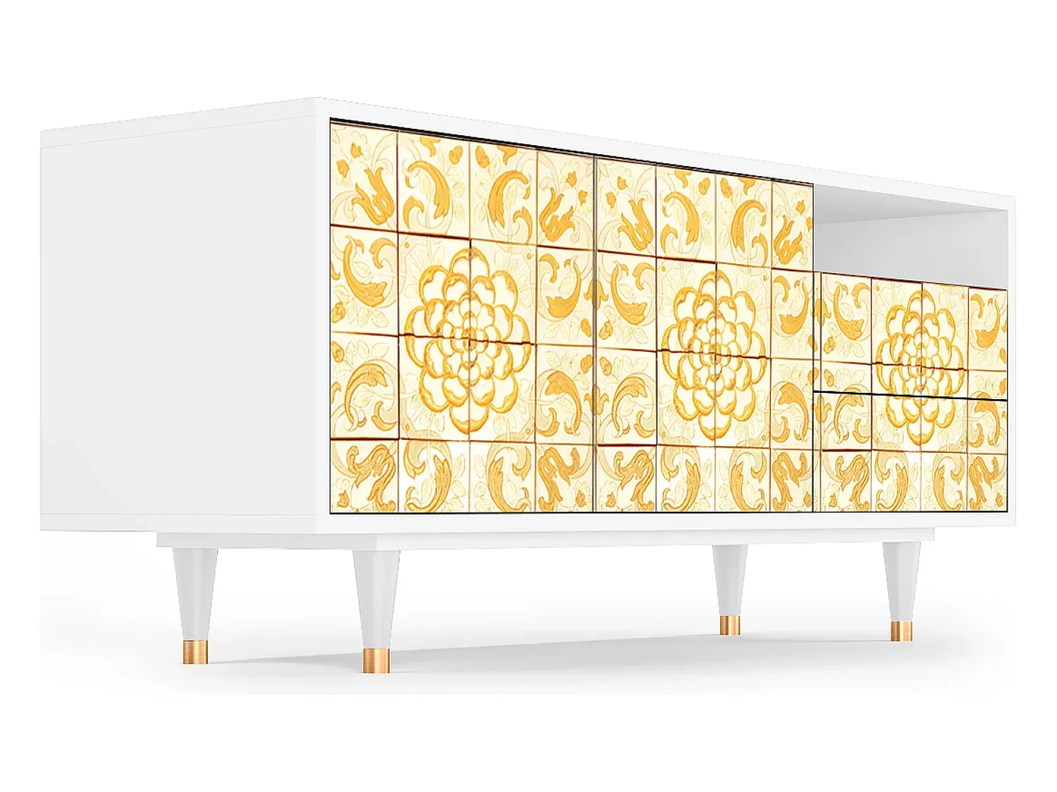 Clearance Mueble de TV - 125х56х41 cm - T7 - Sunshiny Tile, Branco Bege