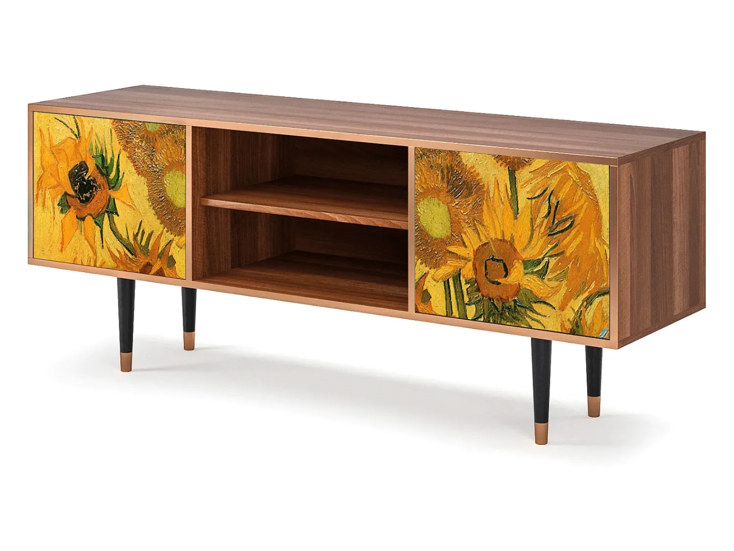 Móvel De Tv| Mueble de TV - 170х69х48 cm - T2 - Sunflowers, Nogueira Castanho