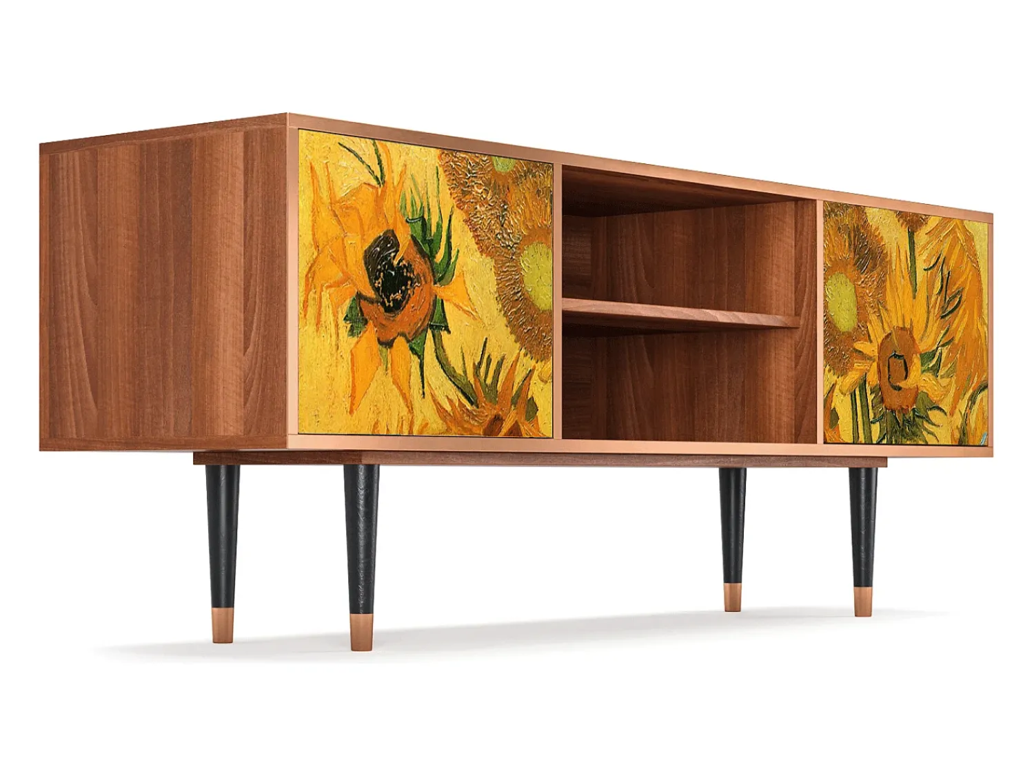 Móvel De Tv| Mueble de TV - 170х69х48 cm - T2 - Sunflowers, Nogueira Castanho