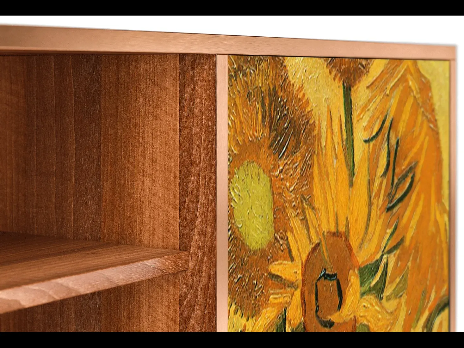 Móvel De Tv| Mueble de TV - 170х69х48 cm - T2 - Sunflowers, Nogueira Castanho