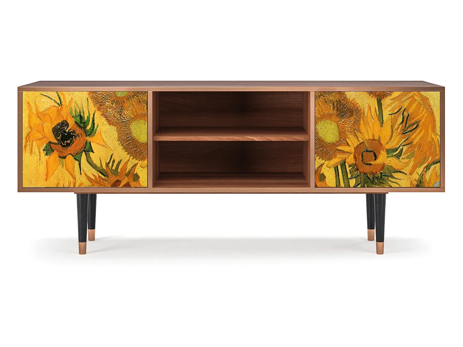 Móvel De Tv| Mueble de TV - 170х69х48 cm - T2 - Sunflowers, Nogueira Castanho