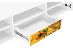 Móvel De Tv| Mueble de TV - 170х59х41 cm - T6 - Sunflowers, Branco Bege