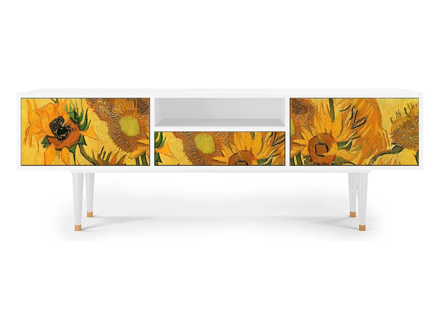 Móvel De Tv| Mueble de TV - 170х59х41 cm - T6 - Sunflowers, Branco Bege