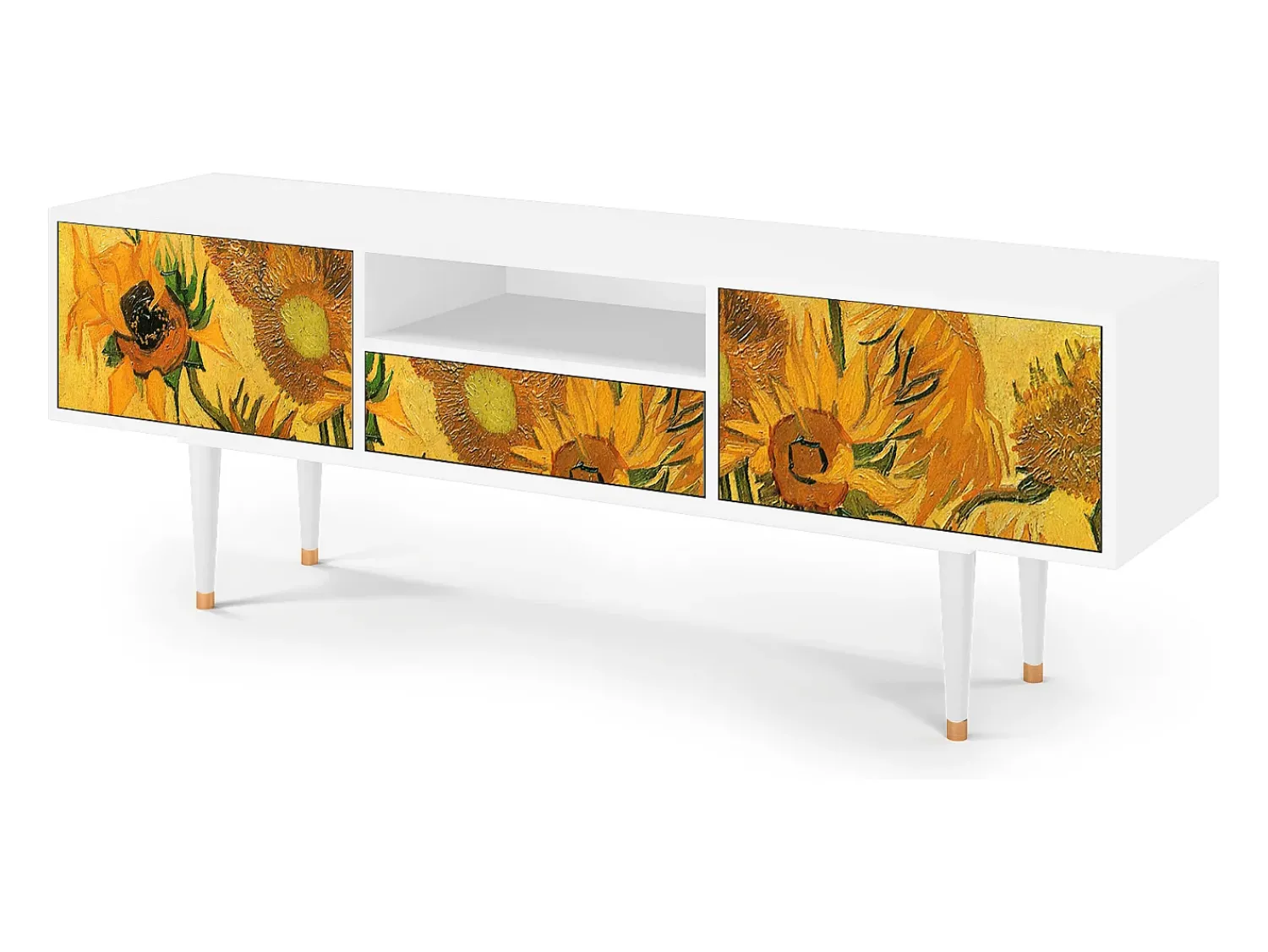 Móvel De Tv| Mueble de TV - 170х59х41 cm - T6 - Sunflowers, Branco Bege