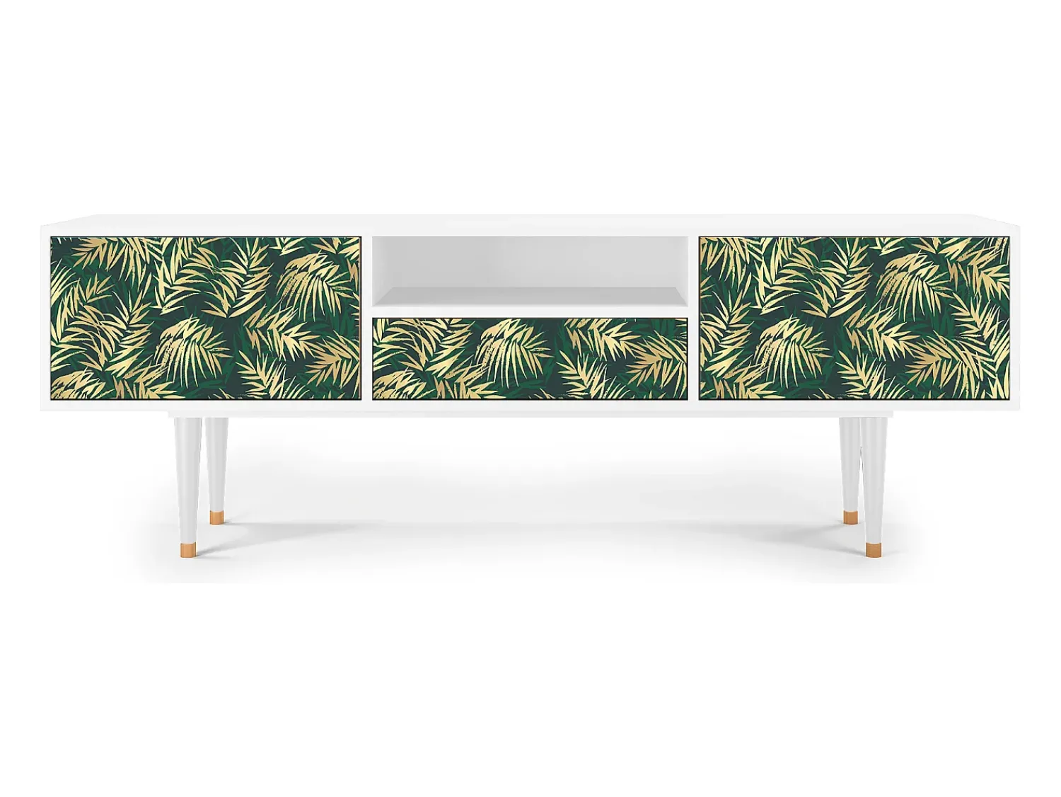 Móvel De Tv* Mueble de TV - 170х59х41 cm - T6 - Sunny Palm Tree, Branco Bege