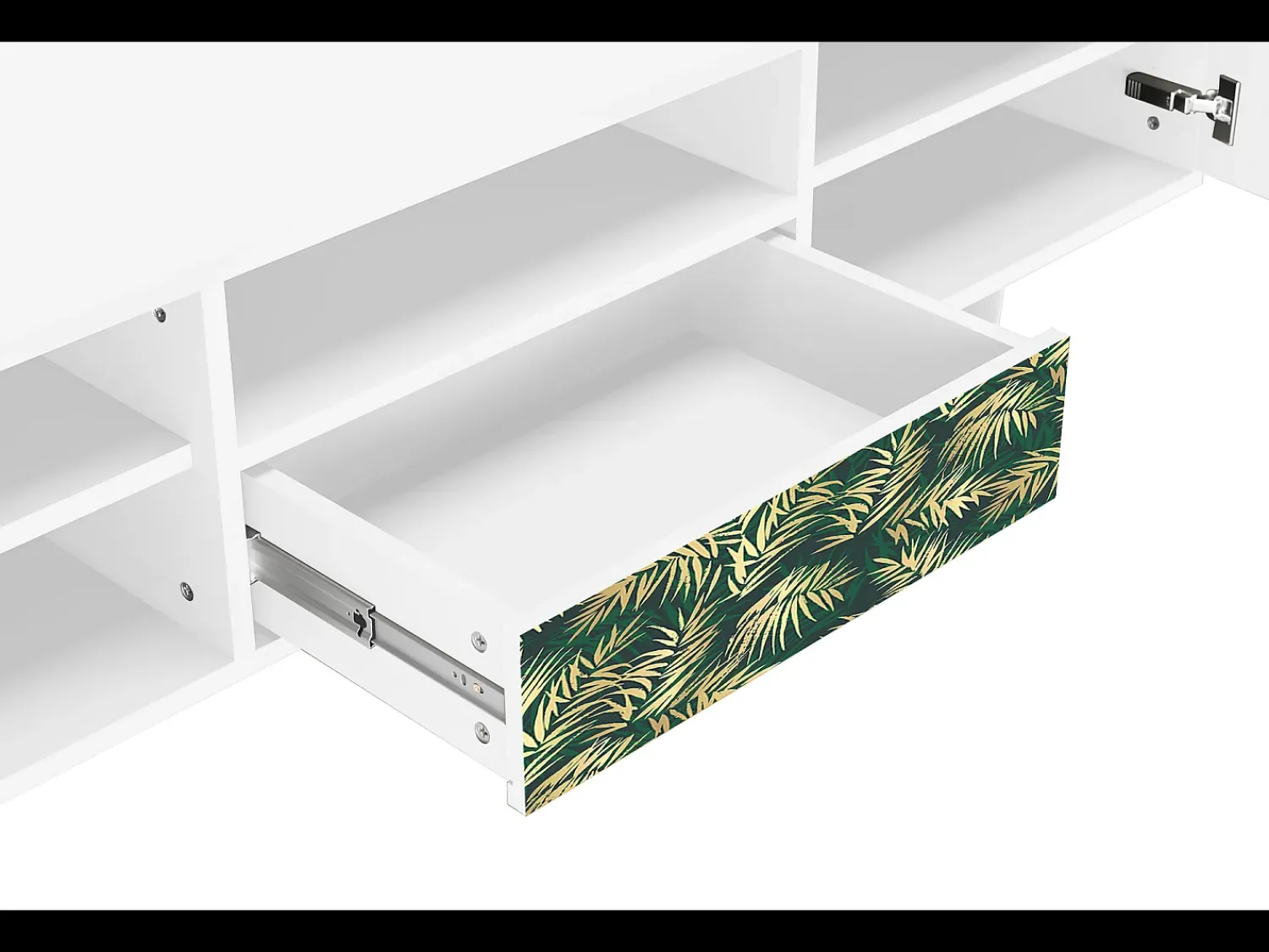 Móvel De Tv* Mueble de TV - 170х59х41 cm - T6 - Sunny Palm Tree, Branco Bege