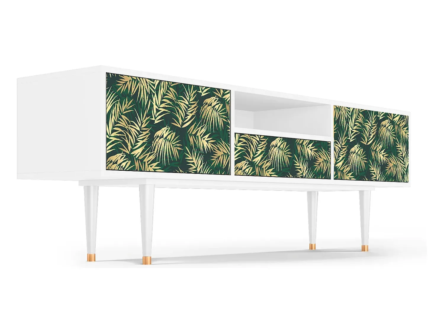 Móvel De Tv* Mueble de TV - 170х59х41 cm - T6 - Sunny Palm Tree, Branco Bege