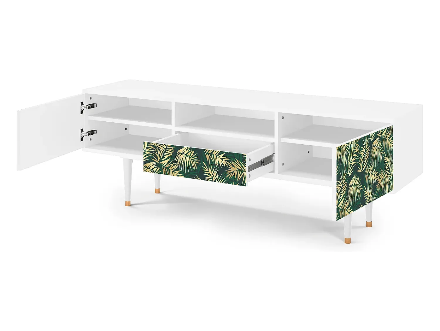 Móvel De Tv* Mueble de TV - 170х59х41 cm - T6 - Sunny Palm Tree, Branco Bege