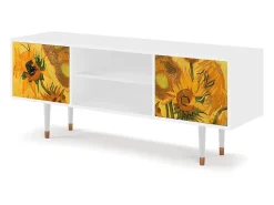 Móvel De Tv| Mueble de TV - 170х69х48 cm - T2 - Sunflowers, Branco Bege