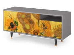 Hot Mueble de TV - 125х56х41 cm - T7 - Sunflowers, Cinza Cinzento