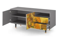 Hot Mueble de TV - 125х56х41 cm - T7 - Sunflowers, Cinza Cinzento