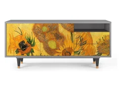 Hot Mueble de TV - 125х56х41 cm - T7 - Sunflowers, Cinza Cinzento