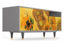 Hot Mueble de TV - 125х56х41 cm - T7 - Sunflowers, Cinza Cinzento