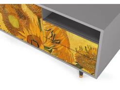 Hot Mueble de TV - 125х56х41 cm - T7 - Sunflowers, Cinza Cinzento