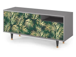 Móvel De Tv* Mueble de TV - 125х56х41 cm - T7 - Sunny Palm Tree, Cinza Cinzento