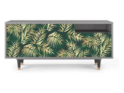 Móvel De Tv* Mueble de TV - 125х56х41 cm - T7 - Sunny Palm Tree, Cinza Cinzento