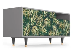 Móvel De Tv* Mueble de TV - 125х56х41 cm - T7 - Sunny Palm Tree, Cinza Cinzento