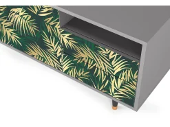 Móvel De Tv* Mueble de TV - 125х56х41 cm - T7 - Sunny Palm Tree, Cinza Cinzento