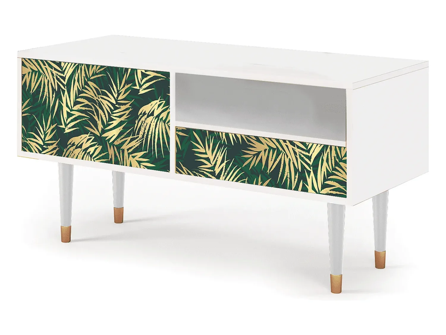 Móvel De Tv| Mueble de TV - 115х59х48 cm - T3 - Sunny Palm Tree, Branco Bege