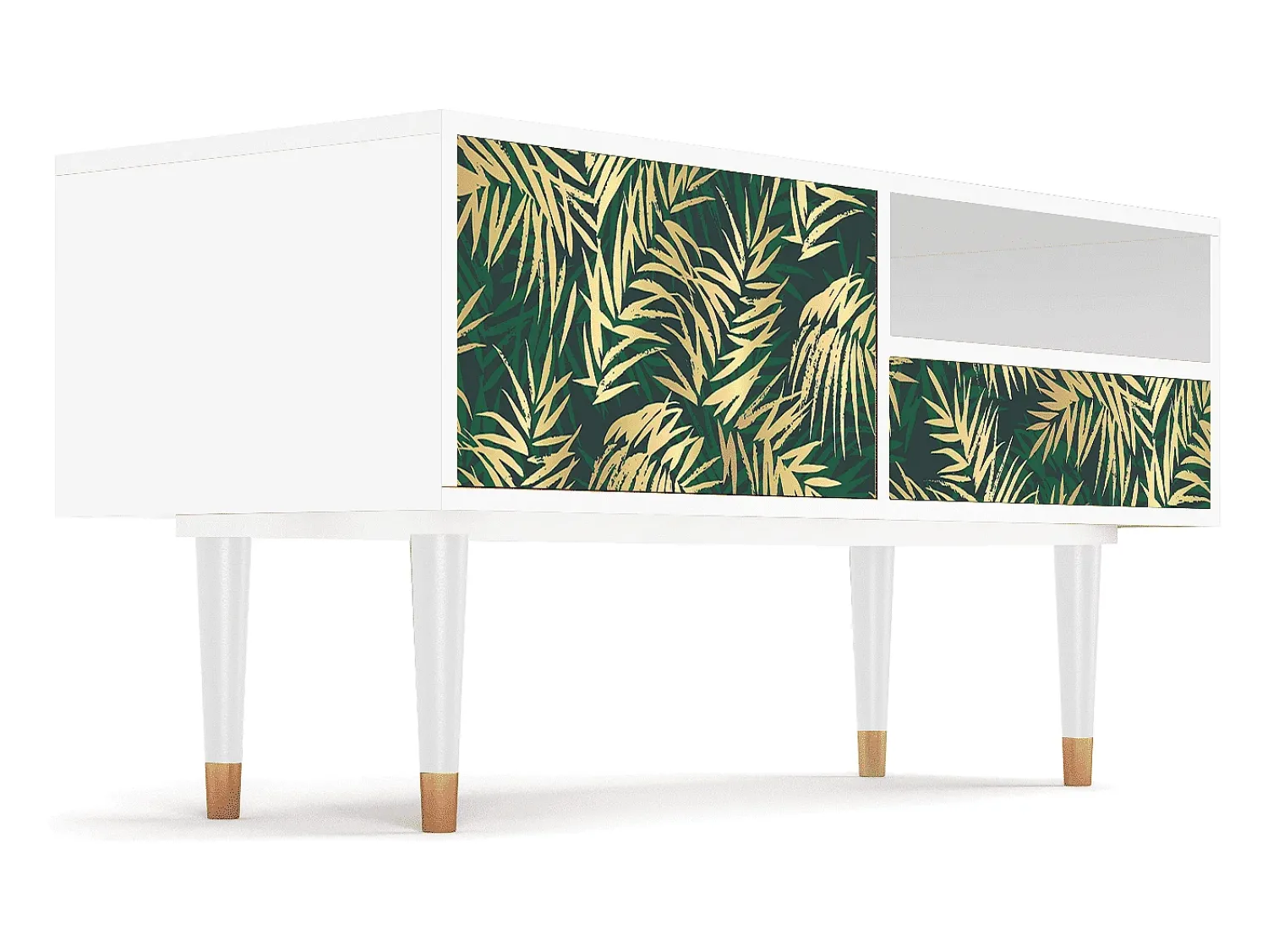 Móvel De Tv| Mueble de TV - 115х59х48 cm - T3 - Sunny Palm Tree, Branco Bege