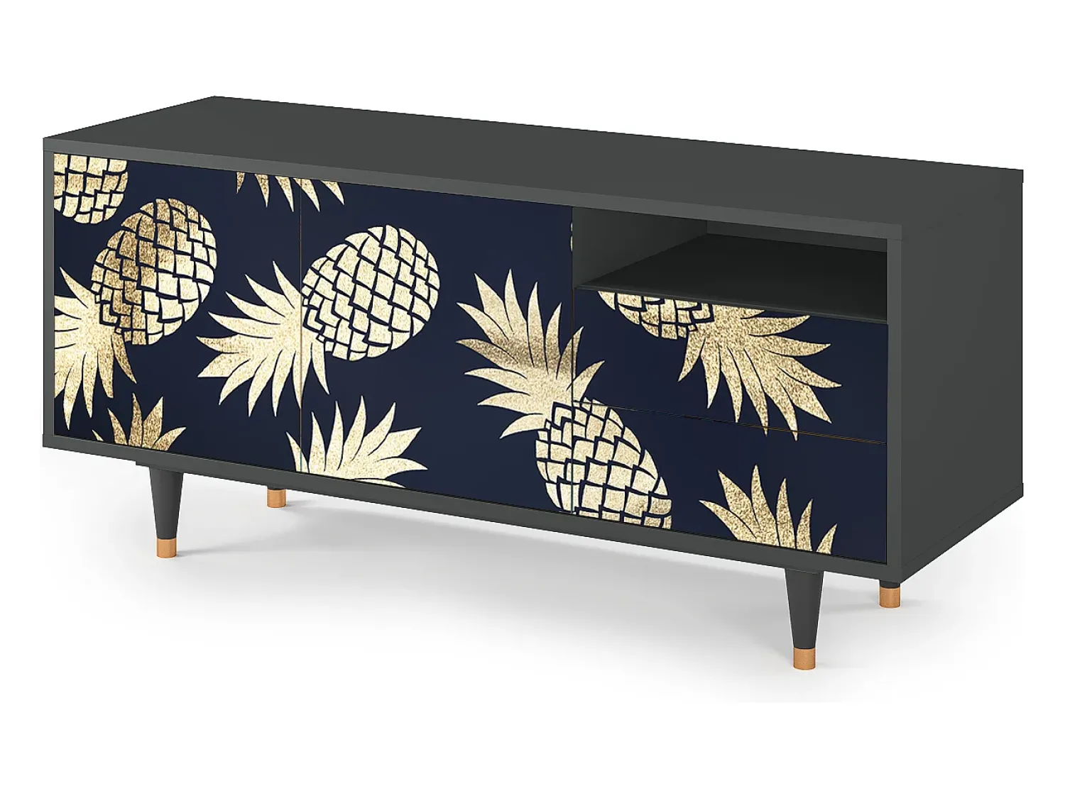 New Mueble de TV - 125х56х41 cm - T7 - Sunny Pineaple, Antracite Cinza antracite