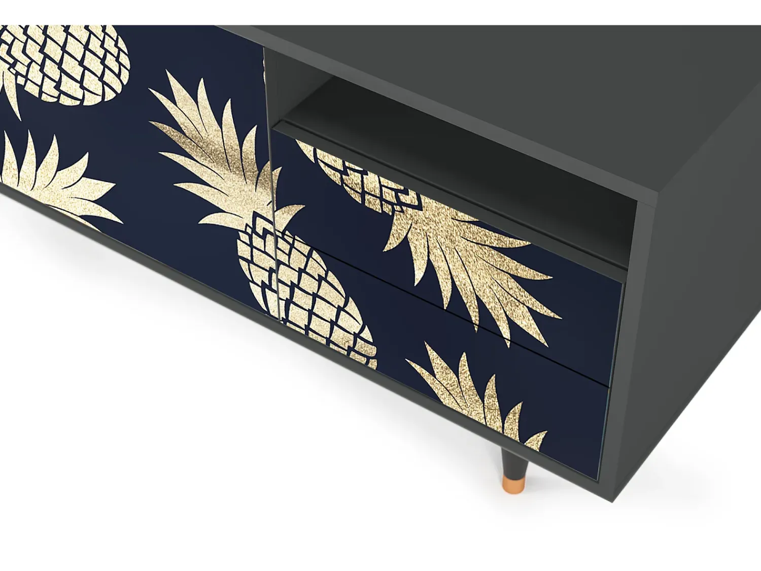 New Mueble de TV - 125х56х41 cm - T7 - Sunny Pineaple, Antracite Cinza antracite