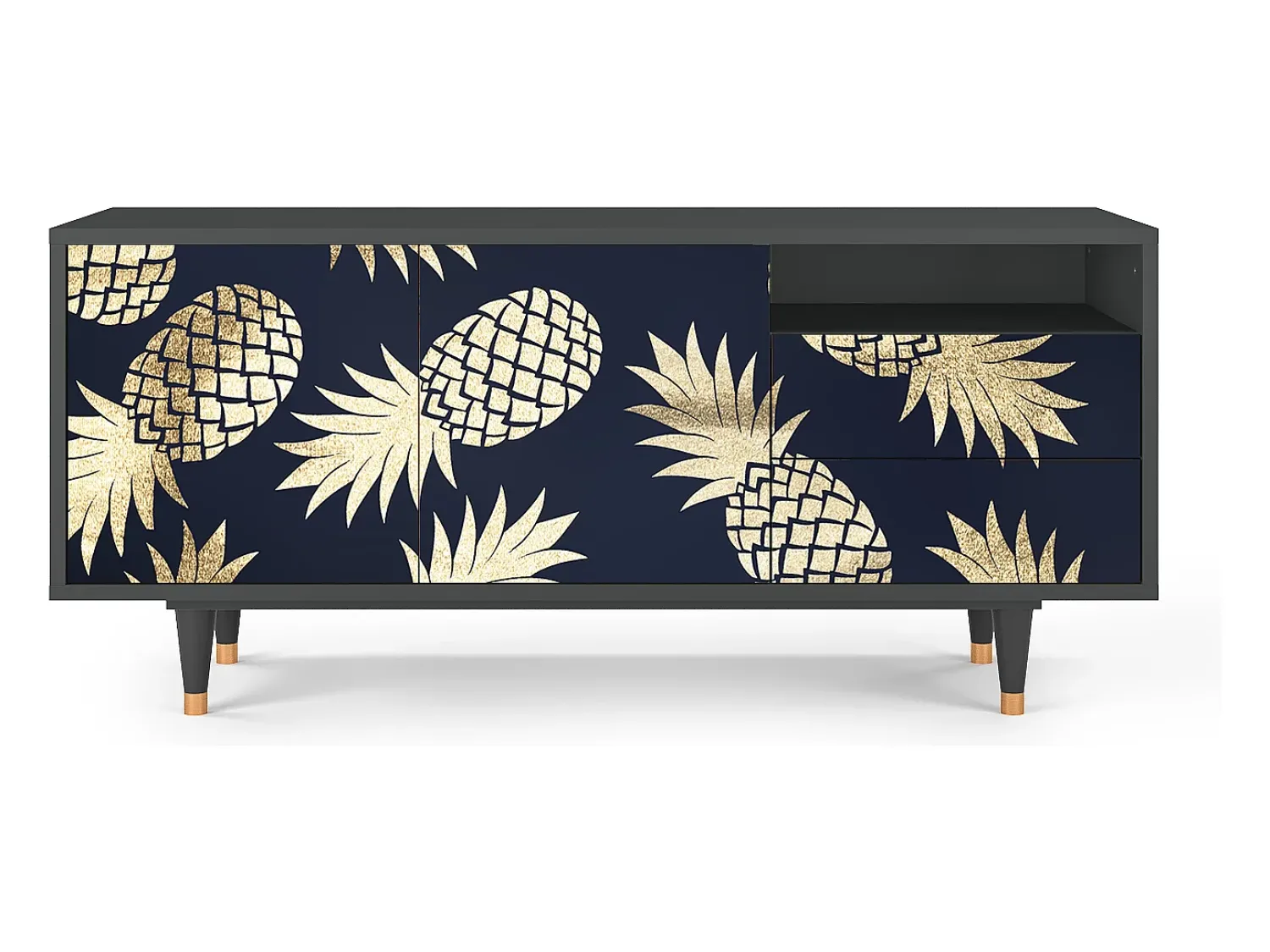 New Mueble de TV - 125х56х41 cm - T7 - Sunny Pineaple, Antracite Cinza antracite