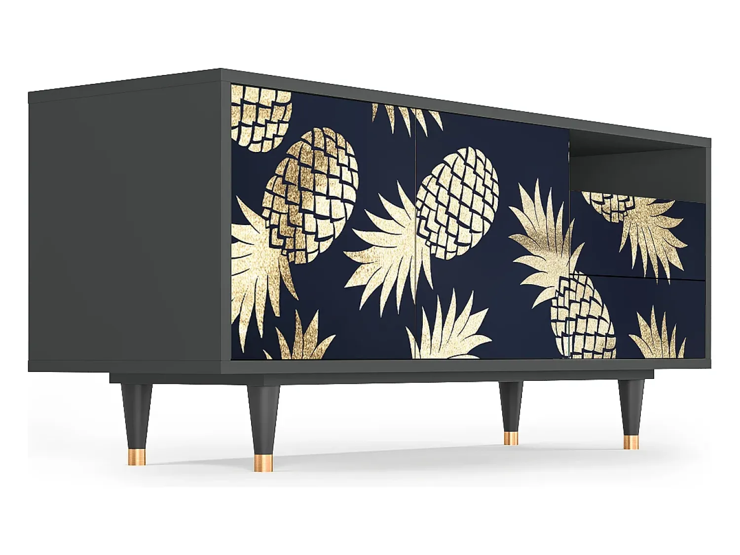 New Mueble de TV - 125х56х41 cm - T7 - Sunny Pineaple, Antracite Cinza antracite