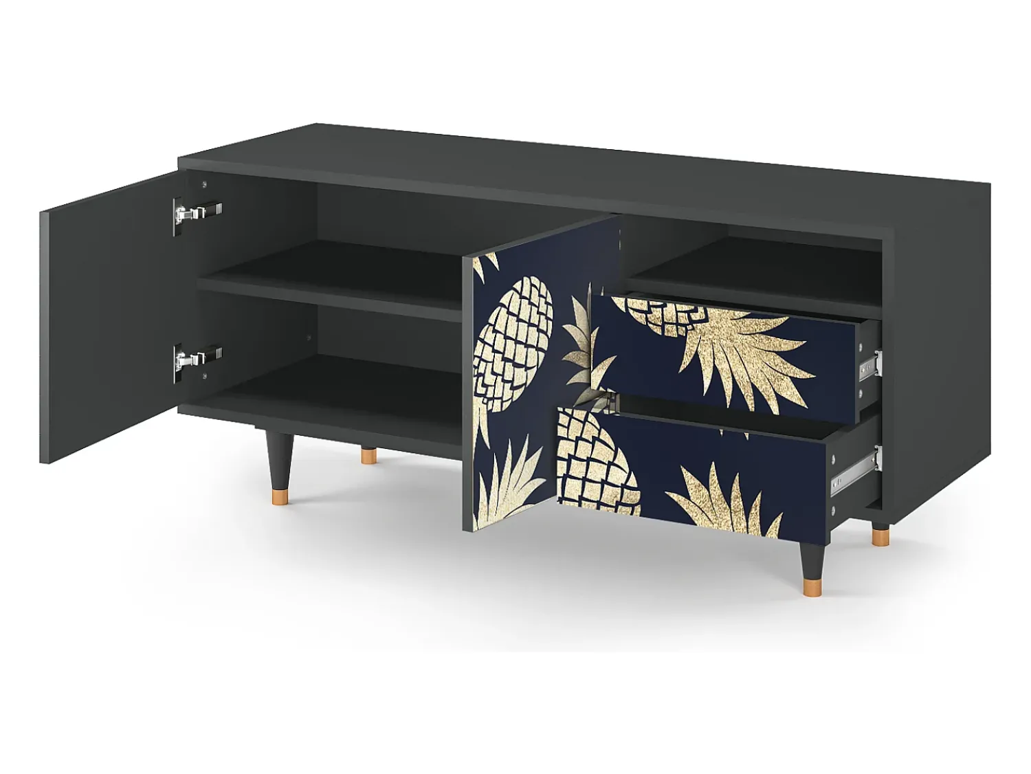 New Mueble de TV - 125х56х41 cm - T7 - Sunny Pineaple, Antracite Cinza antracite