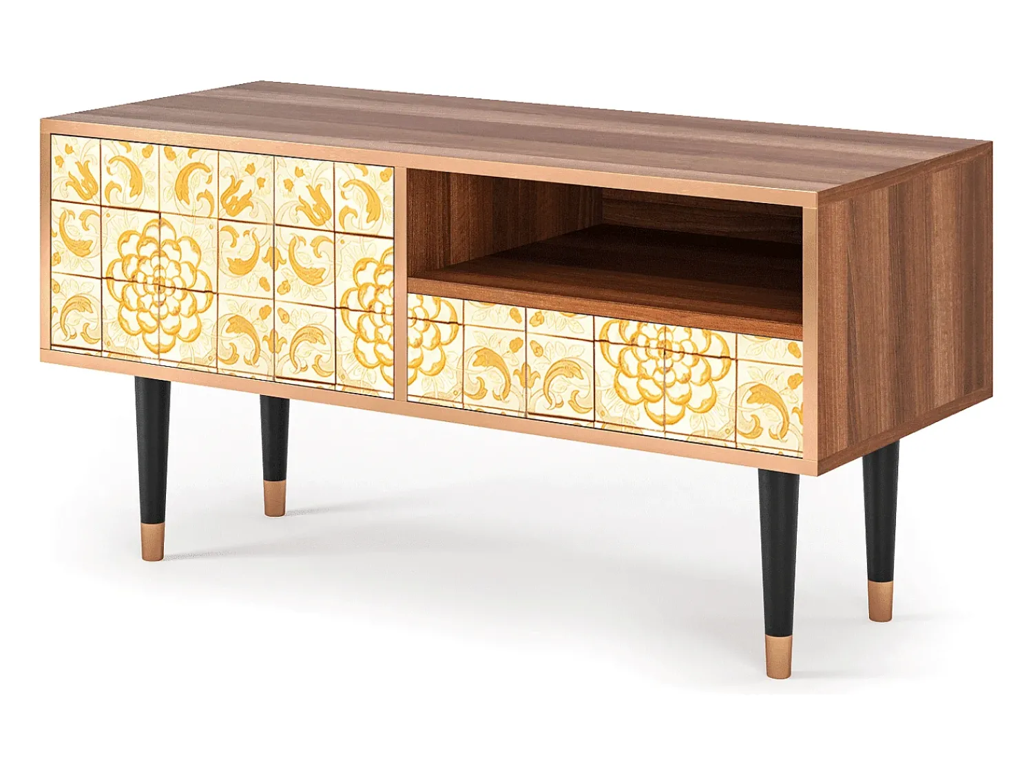 Mueble de TV - 115х59х48 cm - T3 - Sunshiny Tile, Nogueira^ Móvel De Tv